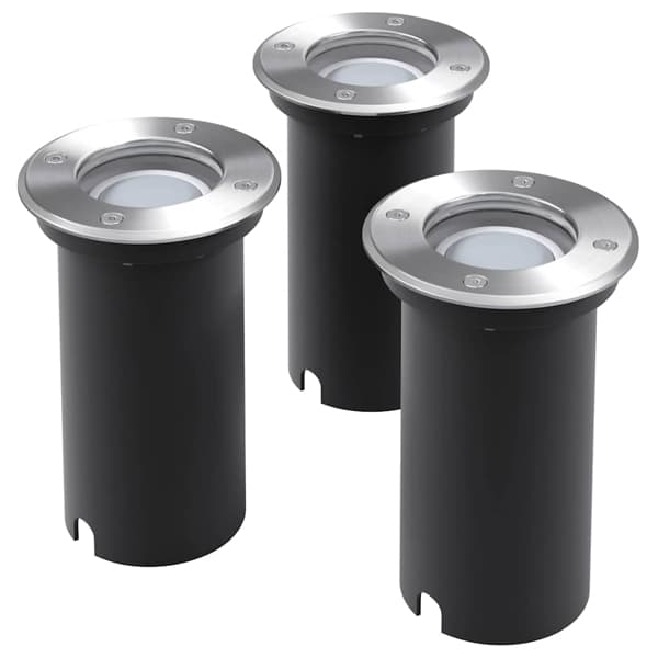 vidaXL Marklampor med LED 3 st runda Silver