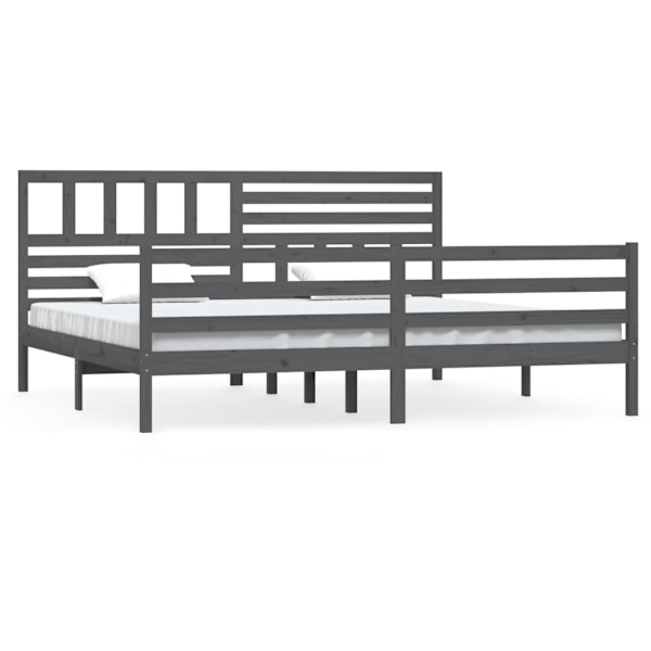 vidaXL Sängram grå massivt trä 200x200 cm grå