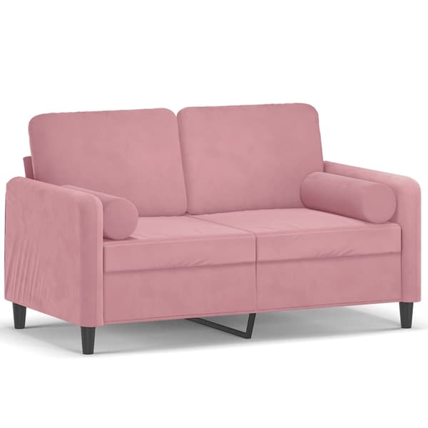 vidaXL 2-sitssoffa med prydnadskuddar rosa 120 cm sammet Rosa