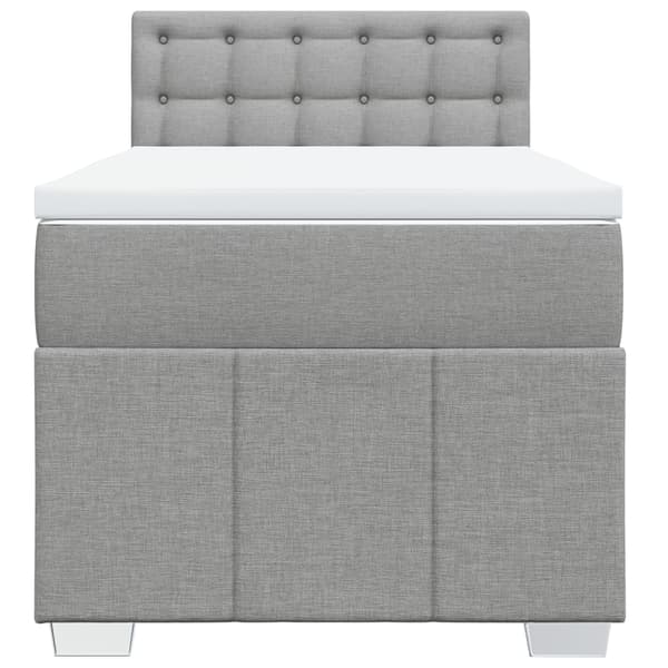vidaXL Ramsäng med madrass ljusgrå 90x190 cm tyg Grå