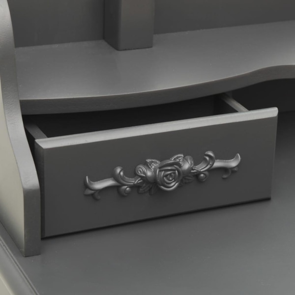 vidaXL Sminkbord med pall grå 75x69x140 cm paulowniaträ grå