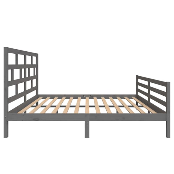 vidaXL Sängram grå massiv furu 160x200 cm Grå