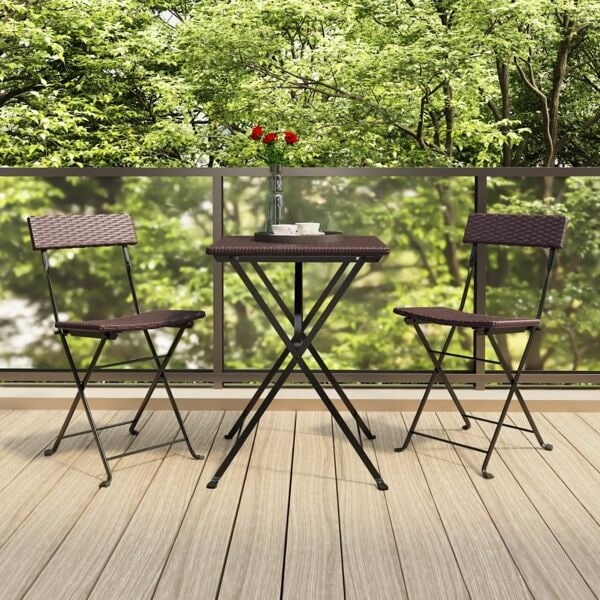 vidaXL Hopfällbart caféset 3 delar konstrotting brun Brun