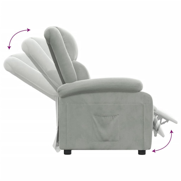 vidaXL Reclinerfåtölj ljusgrå sammet Grå