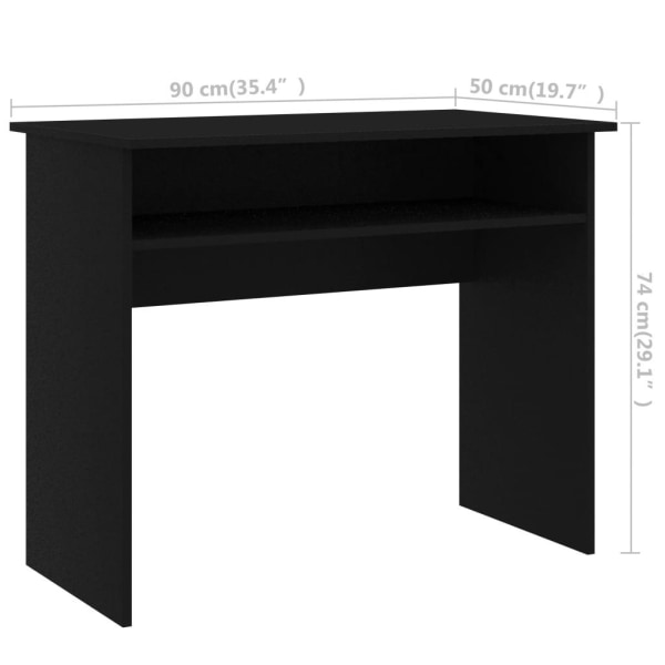vidaXL Skrivbord svart 90x50x74 cm konstruerat trä Svart