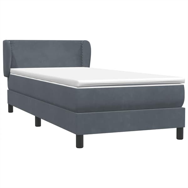 vidaXL Resårsäng med madrass mörkgrå 90x220 cm sammet Grå