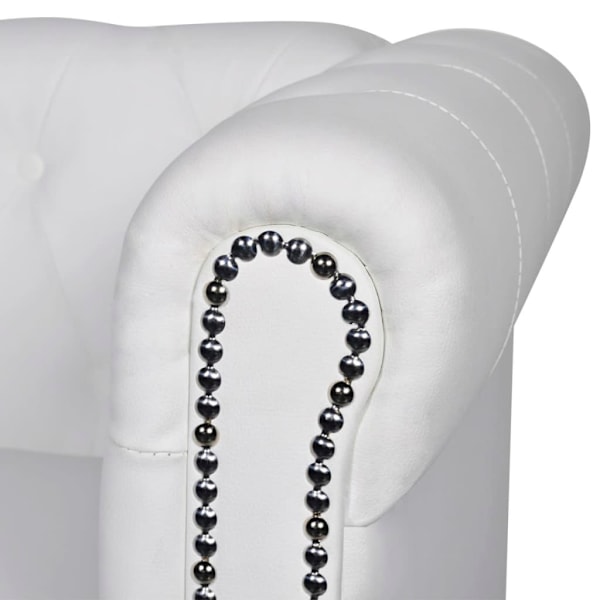 vidaXL Soffa Chesterfield i vit konstläder 2-sitsig Vit