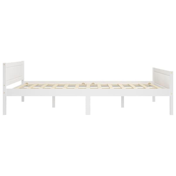 vidaXL Sängram massiv furu vit 140x200 cm Vit