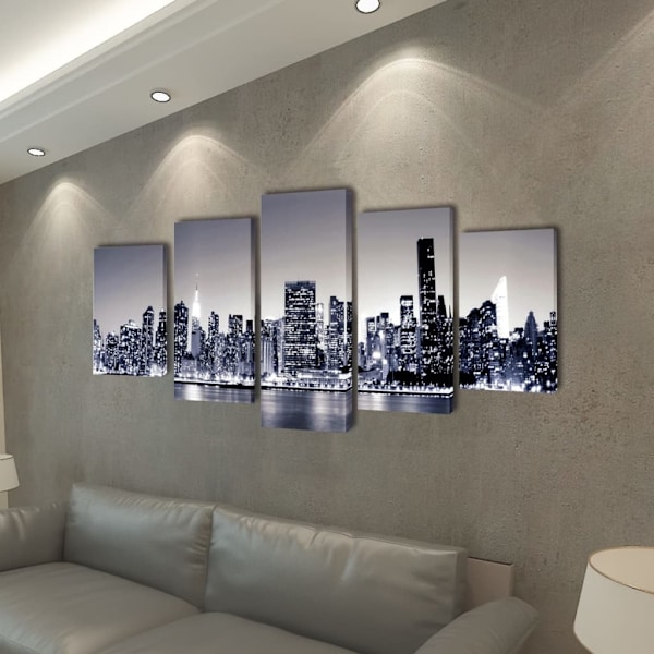 vidaXL Uppsättning väggbonader på duk: New York Skyline 100 x 50 cm multifärg