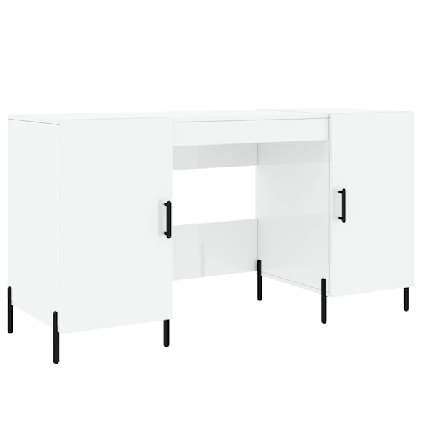 vidaXL Skrivbord vit högglans 140x50x75 cm konstruerat trä Vit
