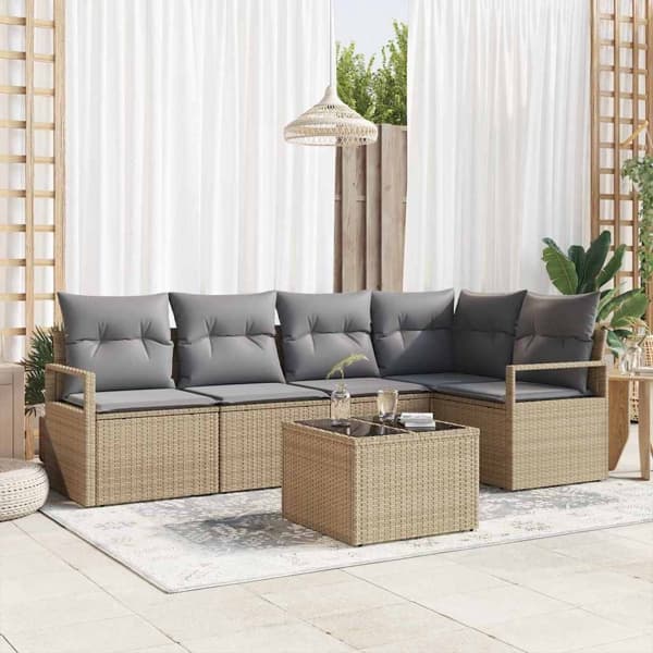 vidaXL Soffset 6 st Beige konstrotting Beige