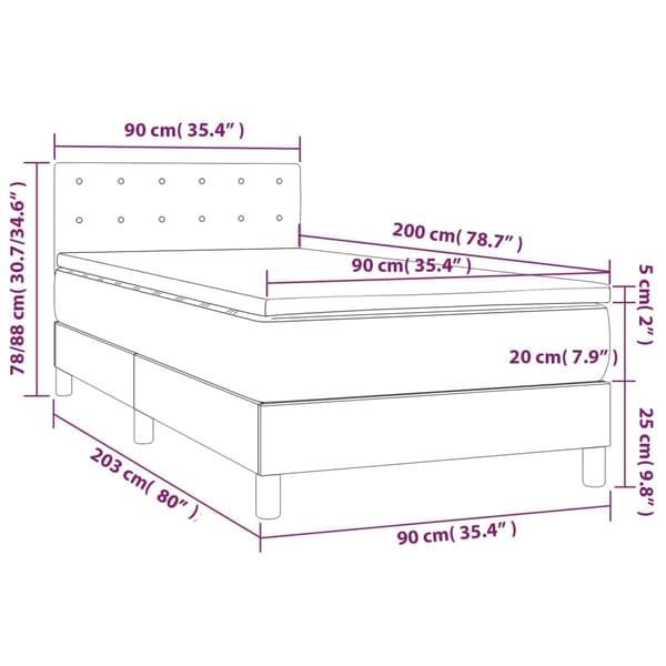 vidaXL Ramsäng med madrass ljusgrå 90x200 cm tyg Grå