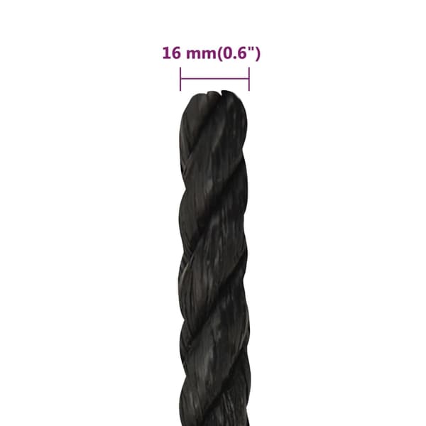 vidaXL Rep svart 16 mm 50 m polypropen art
