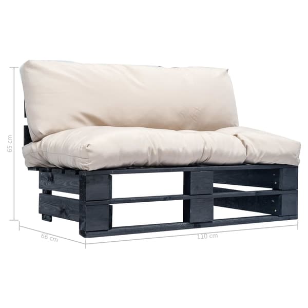 vidaXL Pallsoffa med sandfärgade dynor furu Beige