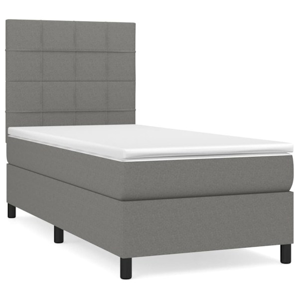 vidaXL Ramsäng med madrass mörkgrå 90x200 cm tyg Grå