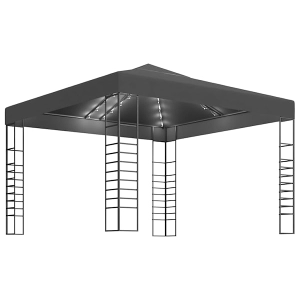 vidaXL Paviljong med ljusslinga LED 3x3 m antracit Antracit