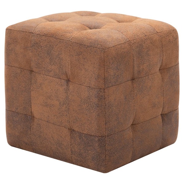vidaXL Sittpuff 2 st brun 30x30x30 cm konstmocka Brun