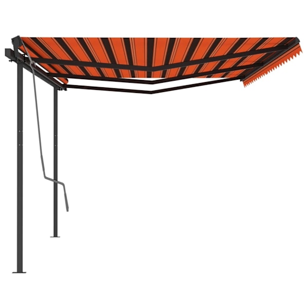 vidaXL Markis med stolpar manuellt infällbar 6x3,5 m orange och brun Flerfärgsdesign