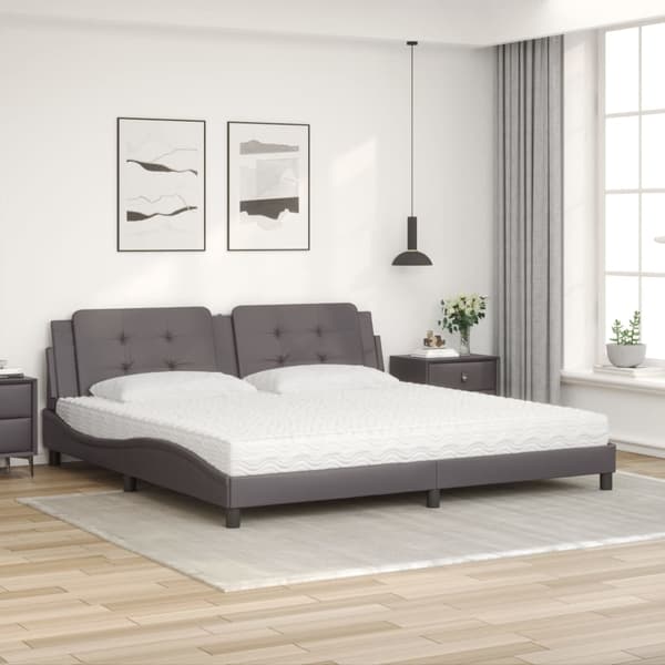 vidaXL Säng med madrass grå 200x200 cm konstläder Grå