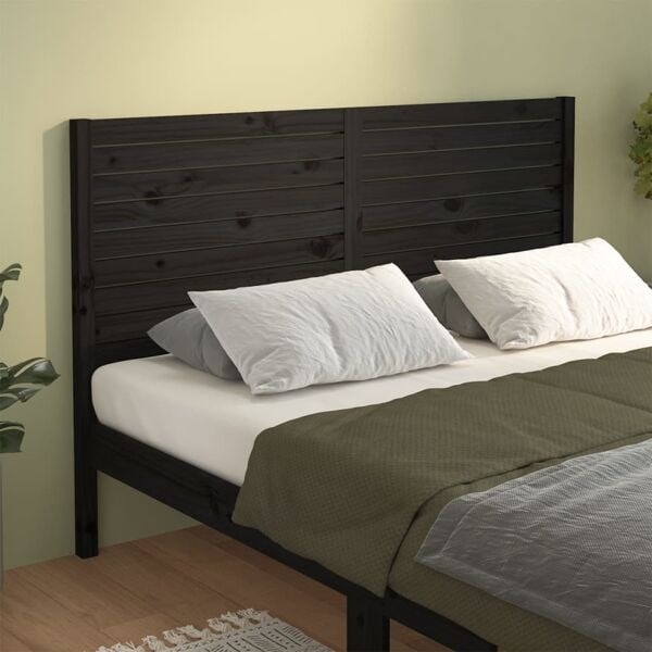 vidaXL Sänggavel svart 141x4x100 cm massiv furu Svart