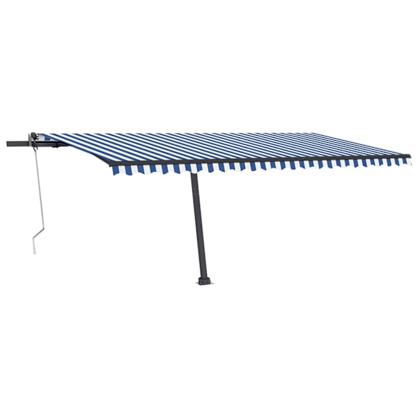 vidaXL Automatisk markis med vindsensor & LED 500x350 cm blå och vit Blå