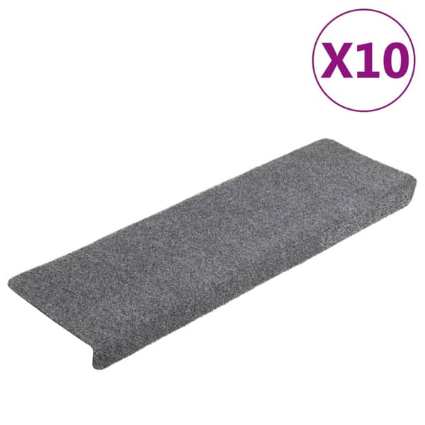 vidaXL Trappmattor självhäftande 10 st 65x21x4 cm ljusgrå rektangulär kant grå