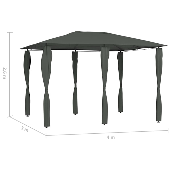 vidaXL Paviljong med stolpar 3x4x2,6 m antracit 160 g/m² Antracit