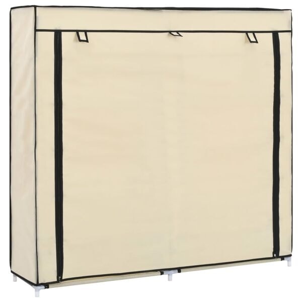 vidaXL Skoförvaring med överdrag gräddvit 115x28x110 cm tyg Creme