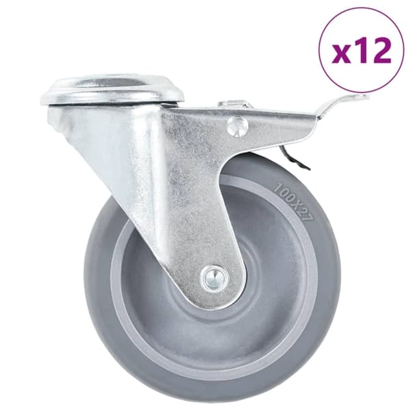vidaXL Länkhjul med bulthål 12 st 100 mm