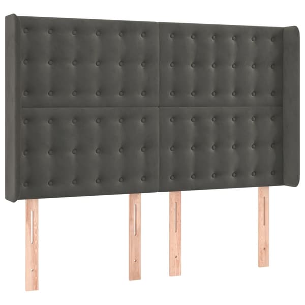 vidaXL Sänggavel LED mörkgrå 147x16x118/128 cm sammet Grå