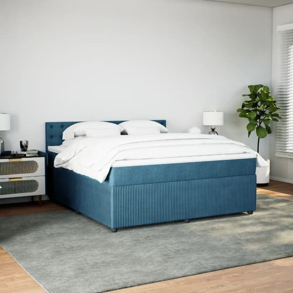 vidaXL Ramsäng med madrass blå 180x200 cm sammet Blå