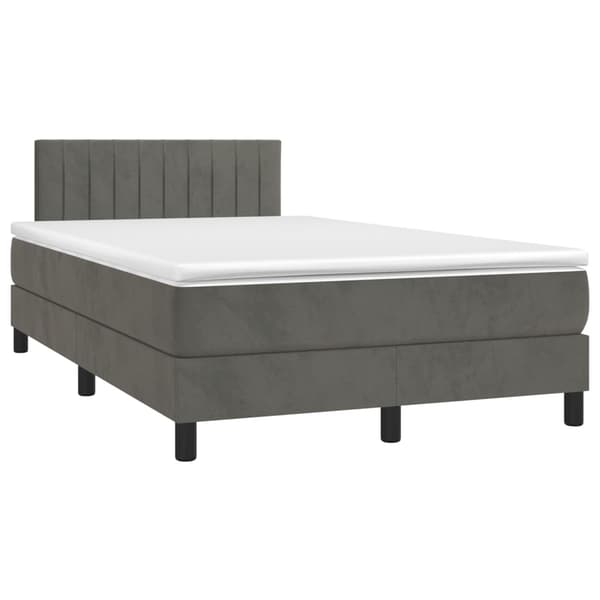 vidaXL Ramsäng med madrass & LED mörkgrå 120x200 cm sammet Grå