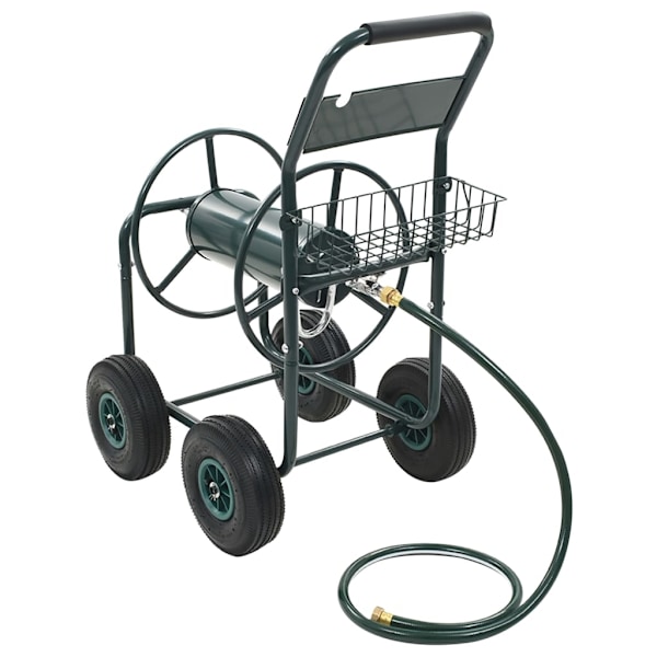 vidaXL Slangvagn med 1/2" slangkoppling 75 m stål Grön