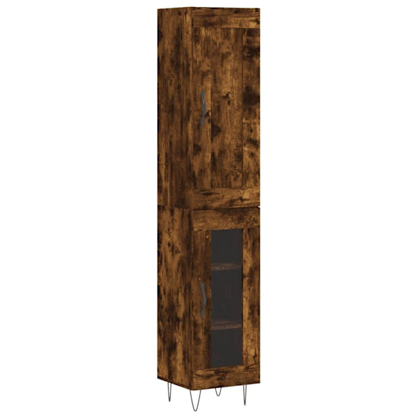 vidaXL Högskåp rökfärgad ek 34,5x34x180 cm konstruerat trä Brun