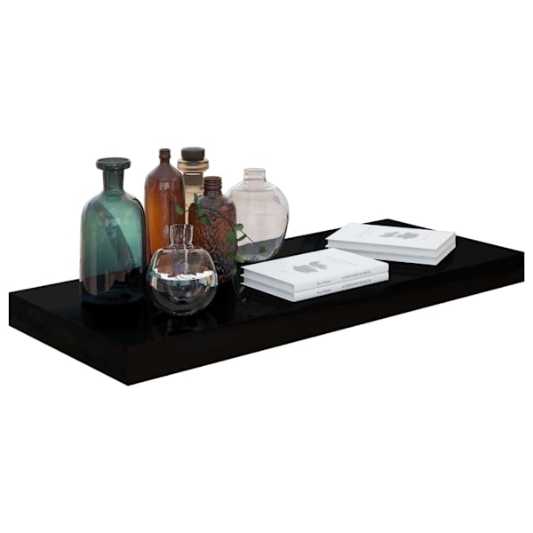 vidaXL Svävande vägghylla svart högglans 60x23,5x3,8 cm MDF Svart