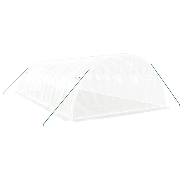 vidaXL Växthus med stålram vit 32 m² 8x4x2 m Vit