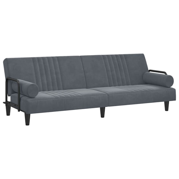 vidaXL Bäddsoffa med armstöd mörkgrå sammet Grå