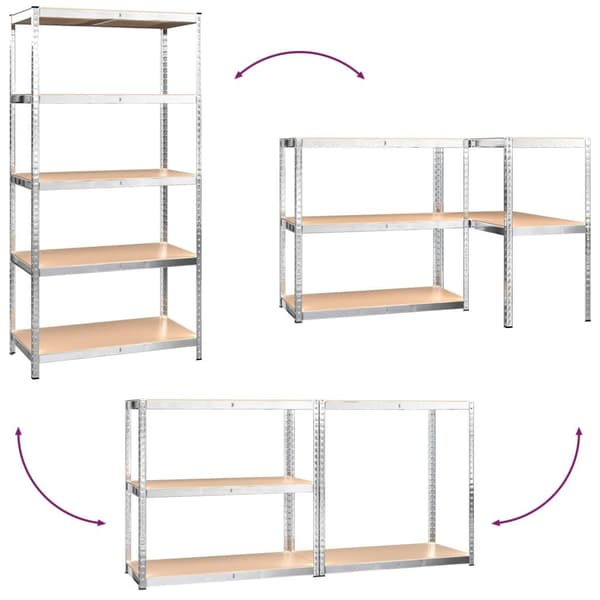 vidaXL Förvaringshyllor 4 st silver stål & konstruerat trä 5 hyllplan Silver