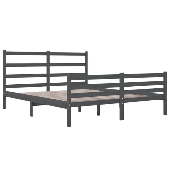 vidaXL Sängram massiv furu 140x190 cm grå Grå