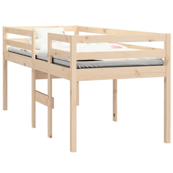 vidaXL Hög säng 90x200 cm massiv furu Brun