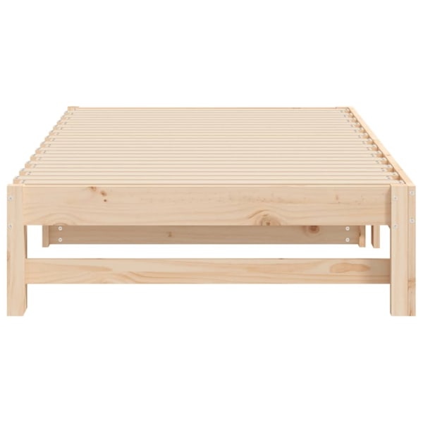 vidaXL Utdragbar dagbädd 2x(75x190) cm massiv furu Brun