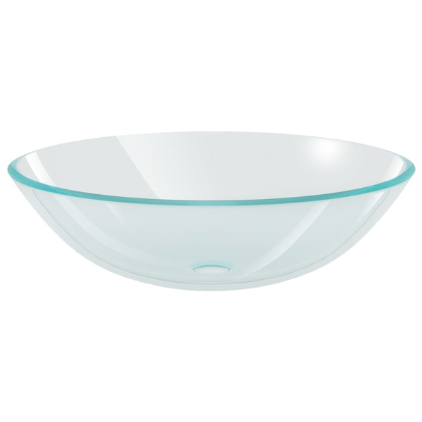 vidaXL Handfat med kran och bottenventil klart härdat glas Transparent