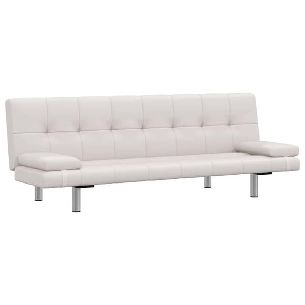 vidaXL Bäddsoffa med två kuddar justerbar vit Creme
