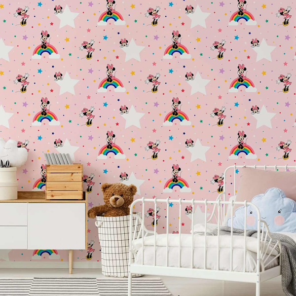 Noordwand Tapet Kids @ Home Rainbow Minnie rosa Rosa