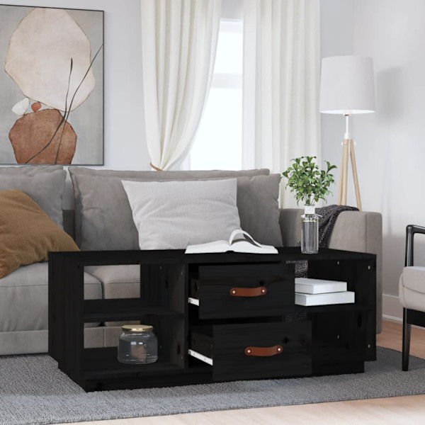 vidaXL Soffbord svart 100x50x41 cm massiv furu Svart
