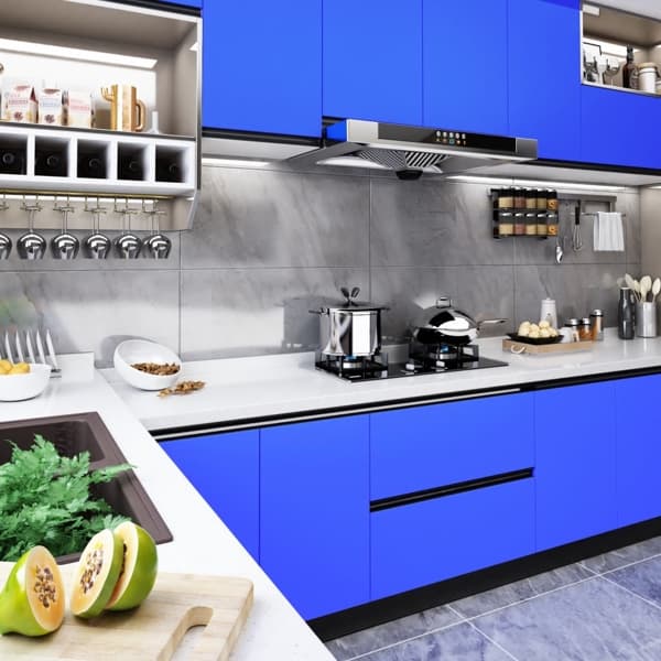 vidaXL Dekorplast blå högglans 500x90 cm PVC Blå