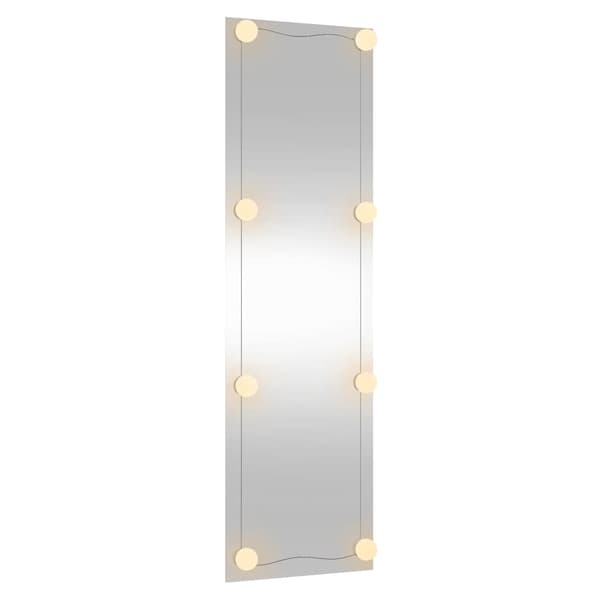 vidaXL Väggspegel med LED-belysning 30x100 cm glas rektangulär Silver