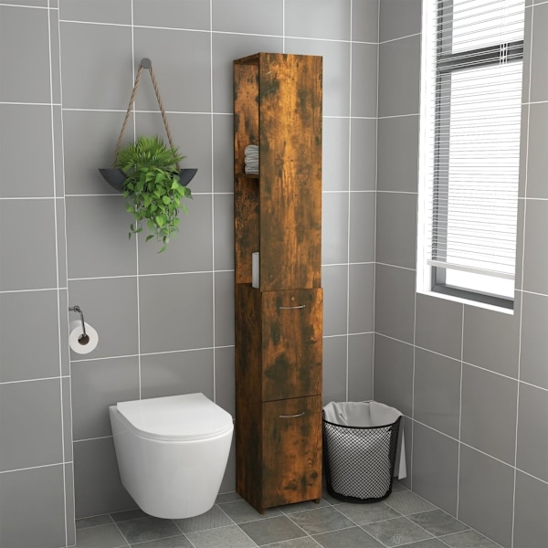 vidaXL Badrumsskåp rökfärgad ek 25x26,5x170 cm konstruerat trä Brun