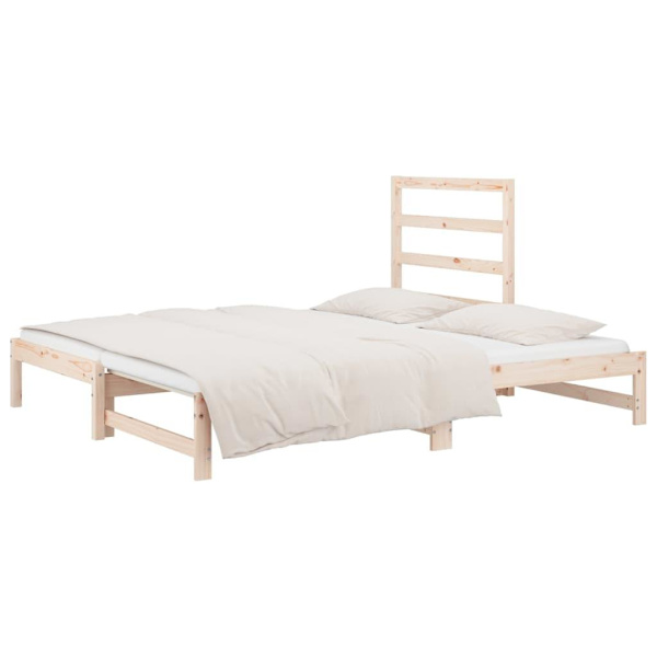 vidaXL Utdragbar dagbädd 2x(90x200) cm massiv furu Brun
