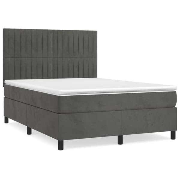 vidaXL Ramsäng med madrass mörkgrå 140x200 cm sammet Grå